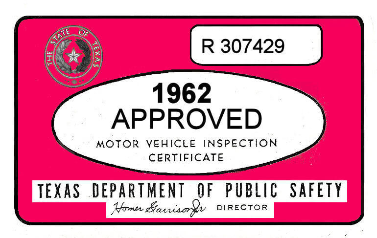 1962 Texas Inspection Sticker